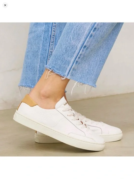 NEW Soludos The Ibiza Classic Sneaker White Tan Leather Women’s Shoe Size 7 New - Picture 2 of 11